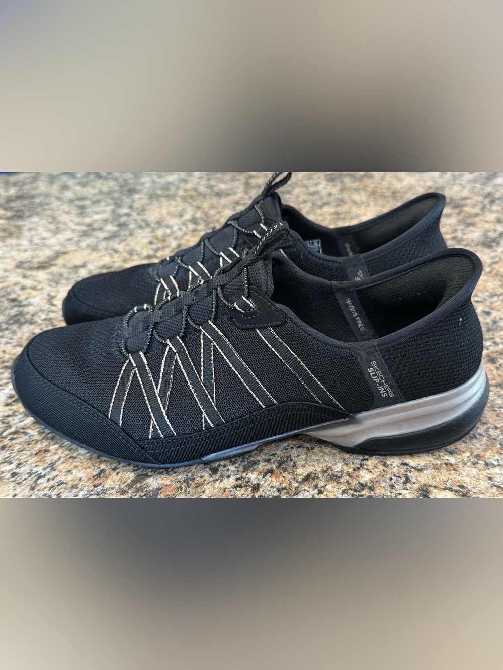 Skechers Women's Slip-ins Breathe Easy Roll With Me Black Size 9 Metallic Air